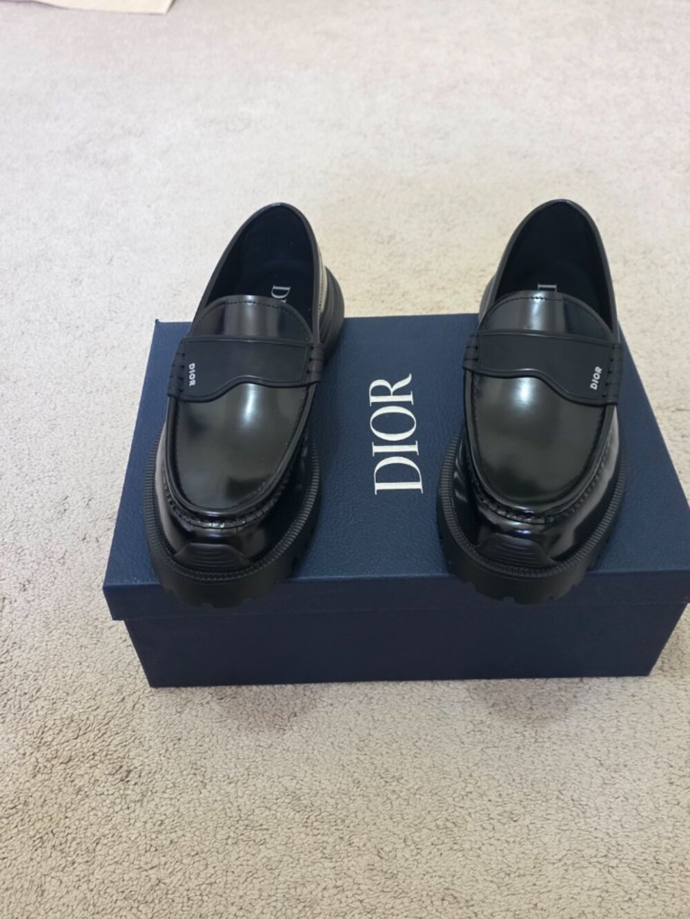DIOR HOMME Black Polished Calfskin Combat Loafer 45 - Picture 2 of 10